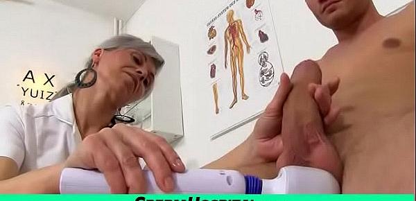  Hot mature lady giving a handjob feat. dirty doctor Beate